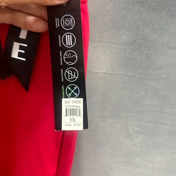 Kay Unger New York Ponte Bootcut Pants Women's 3X Magenta Wrinkle Free Stretch - Picture 6 of 16